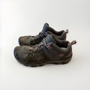 Keen Steens Vent Hiking Shoes Womens 10 Gray Pink Leather Lace Up Outdoor